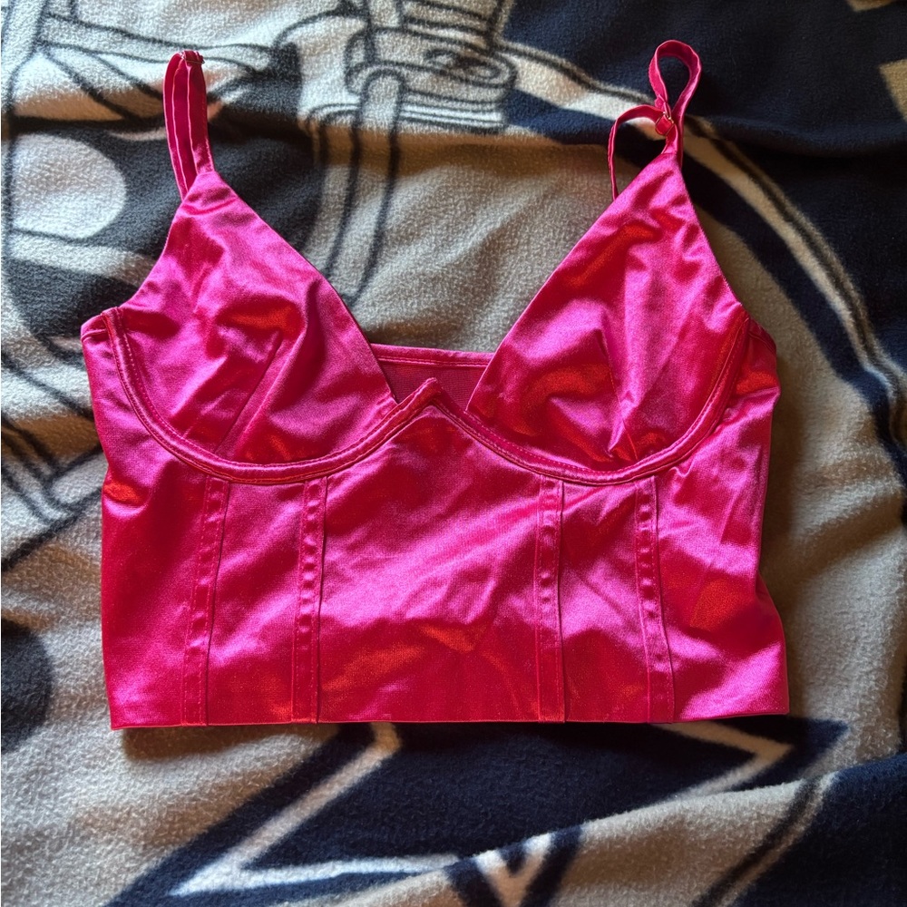 Fashion Nova Pink Sleeveless Bustier Camisole Crop Top